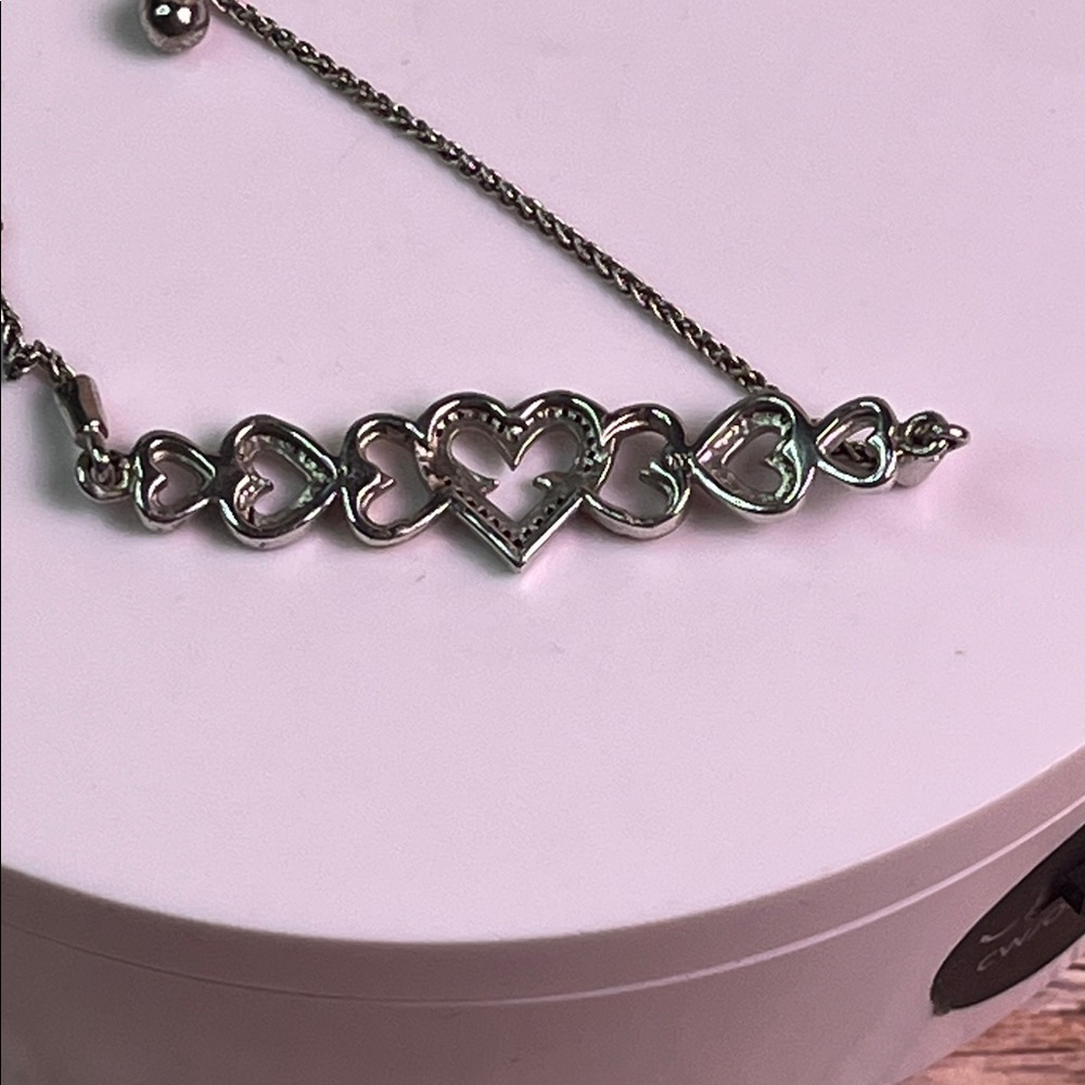 Macy's Diamond Interlocking Hearts Bolo Bracelet … - image 5